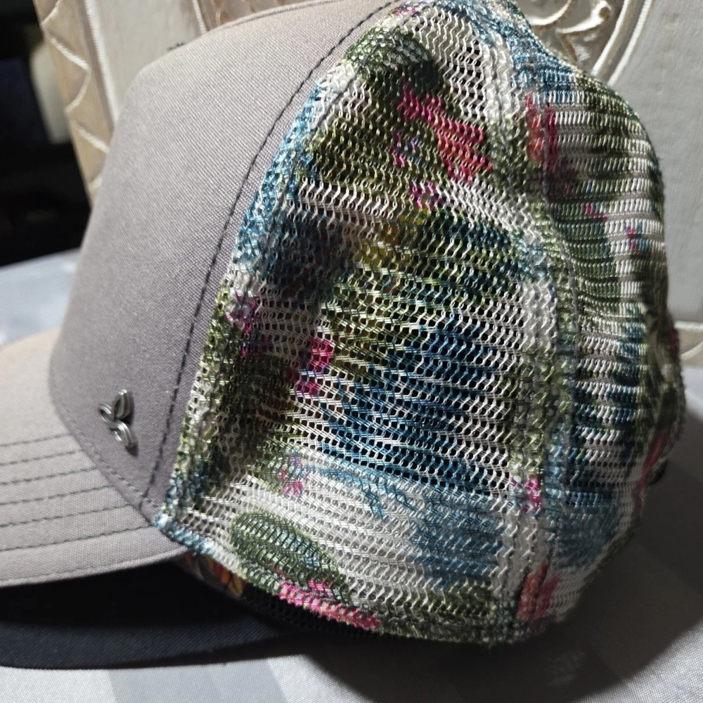 Gray and Green Mesh Baseball Hat